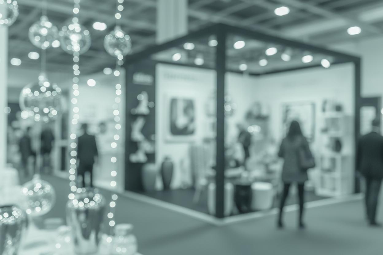 ein Bild einer Messe für Dekorationsartikel. verschwommen. Grundfarbe: #647D7D Grundfarbe
Dies ist ein Hintergrundbild